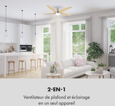 Ventilateur KLARSTEIN Bolero - 2 En 1 - 55W - Erable