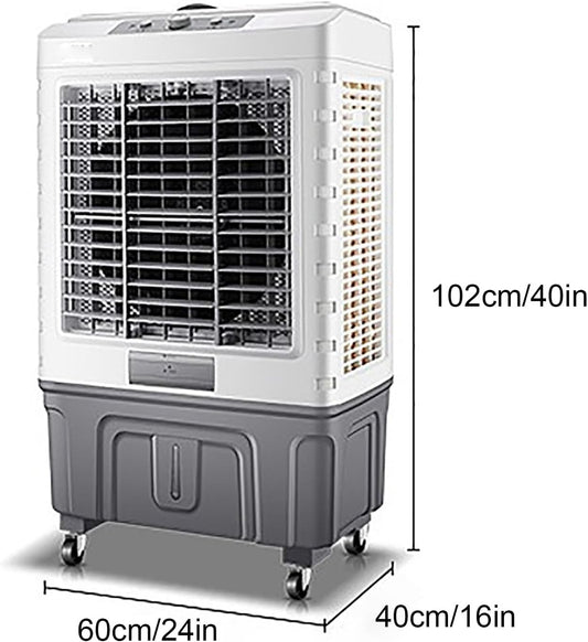 Climatiseur Mobile, Rafraichisseur D'air Avec Réservoir D'eau De 49 L, 3 Vitesses, Oscillation à 120°, 6 Accus De Froid, Climatiseur Sans Évacuation Pour La Maison Et Le Commerce, 102cm