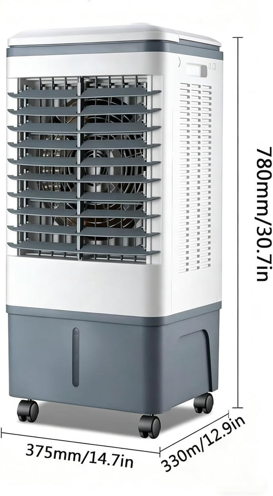 GENERIC Refroidisseur D'air évaporatif Compact Avec Télécommande, Ventilateur à 3 Vitesses, Minuterie 7.5H, Packs De Glace Et Roues Verrouillables Pour Chambre à Coucher, Bureau, Confort De Refroidissement De