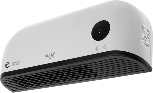 ADALER EUROPE Ventilateur Mural 2 En 1, Ventilateur électrique Et Machine De Chauffage, Affichage LED Clair, Télécommande, élément Chauffant En Céramique, Deux Niveaux De Chauffage 1000 W/2000 W