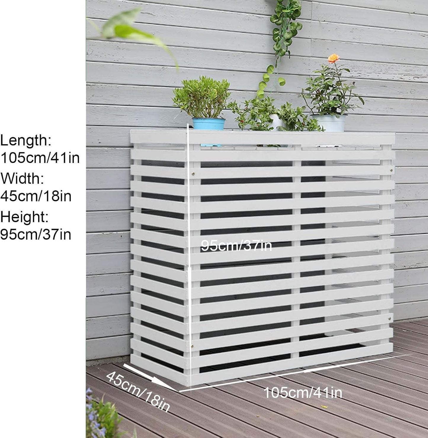 Housse De Protection En Bois Pour Climatiseur – Clôture De Protection Extérieure Pour Unités De Climatisation Et Pompes à Chaleur – Solution élégante Pour Jardin – Design En Bois Résistant Aux