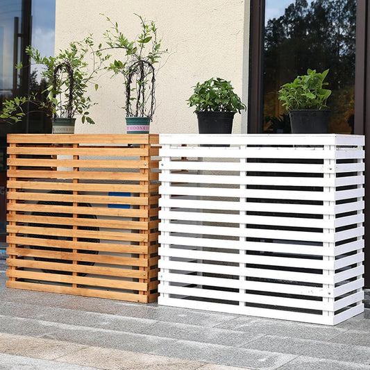 Housse De Climatiseur D'extérieur En Bois Massif Avec Persiennes Pour Unité De Climatisation Et Support De Fleurs Polyvalent, Résistant Aux Intempéries, Taille G - 105 X 45 X 95 Cm