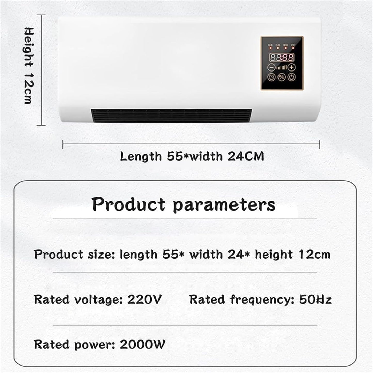 Climatiseur Mural Avec Télécommande, Chauffage Compact Pour Chambre Et Bureau, Fonctionnement Calme, Chauffage Rapide 40°C, Fonction De Minuterie Intégrée, Idéal Pour L'été Et L'hiver