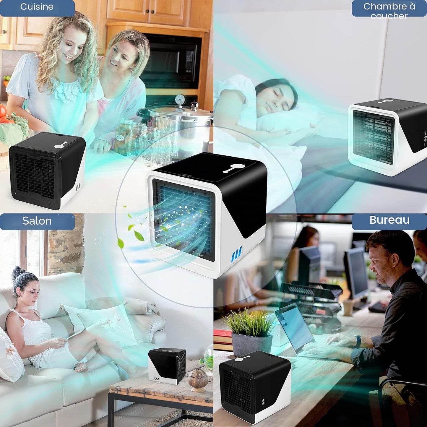 Climatiseur Portable, Ventilateur De Climatisation Compact Pour Voiture, Chambre Personnelle, Mini Refroidisseur D'air 3 En 1, Purificateur D'air Et Humidificateur, Ventilateur De Bureau Pour La