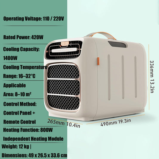 Climatiseur — Refroidissement Et Chauffage Rapides — Surface Couverte : 8–10 M² — Climatiseur Portable Pour Camping — Idéal Pour Tentes, Camions, Voitures, Camping-Cars