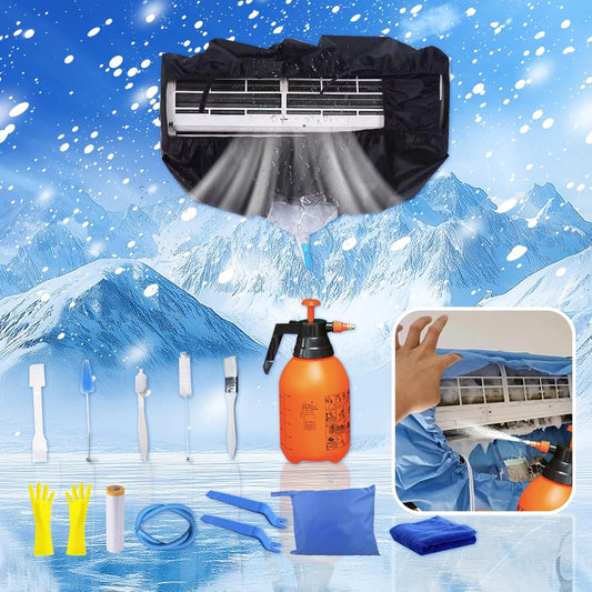 Kit Nettoyage Climatiseur Mural,Kit Nettoyage Climatisation Split,Nettoyage Climatisation Split,Bâche Nettoyage Clim(15 Pièces, Noir, Grande Taille : 94-132 Cm/37,4-51,18 Pouces)