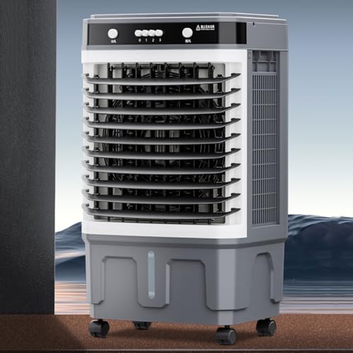 GENERIC Refroidisseur D'air évaporatif Portable Avec Double Réservoir, Télécommande, 12H Minuterie, 3 Vitesses, Large Oscillation, Chambre à Glace, Fonctionnement Silencieux Pour La Chambre à Coucher, Bureau,