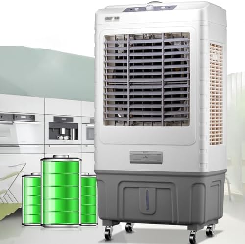 GENERIC Grand Refroidisseur D'air évaporatif 55L Réservoir, Ventilateur De Coussin De Glace à 3 Vitesses Avec Roues, Refroidissement Portable Pour Garage Domestique, Humidificateur énergétique Et Fabricant De