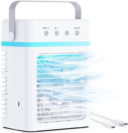  Climatiseur Portable Capacité De 900ML - Refroidisseur D’Air 3 Puissances D’Air, Climatiseur Mobile Avec 2 Intensités De Nébulisation, Minuterie 2/4/6 Heures, Alimentation USB, Lumière D’Ambiance RGB