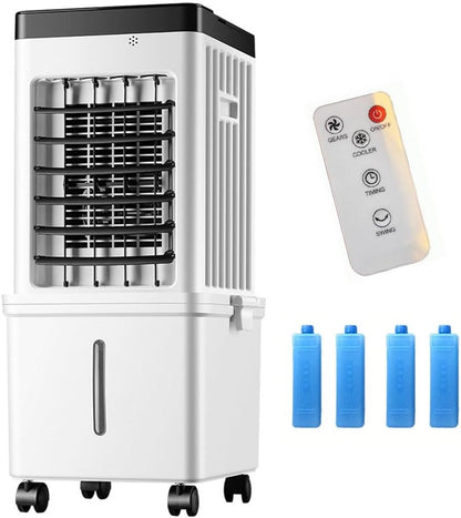  Rafraîchisseur D'air Mobile 15L, Climatiseur Mobile Télécommande 3 Vitesses Ventilateur Ioniseur Humidificateur Purificateur D'air, Minuterie 7.5H, Oscillation 90º, 4 Refroidisseurs Inclus.