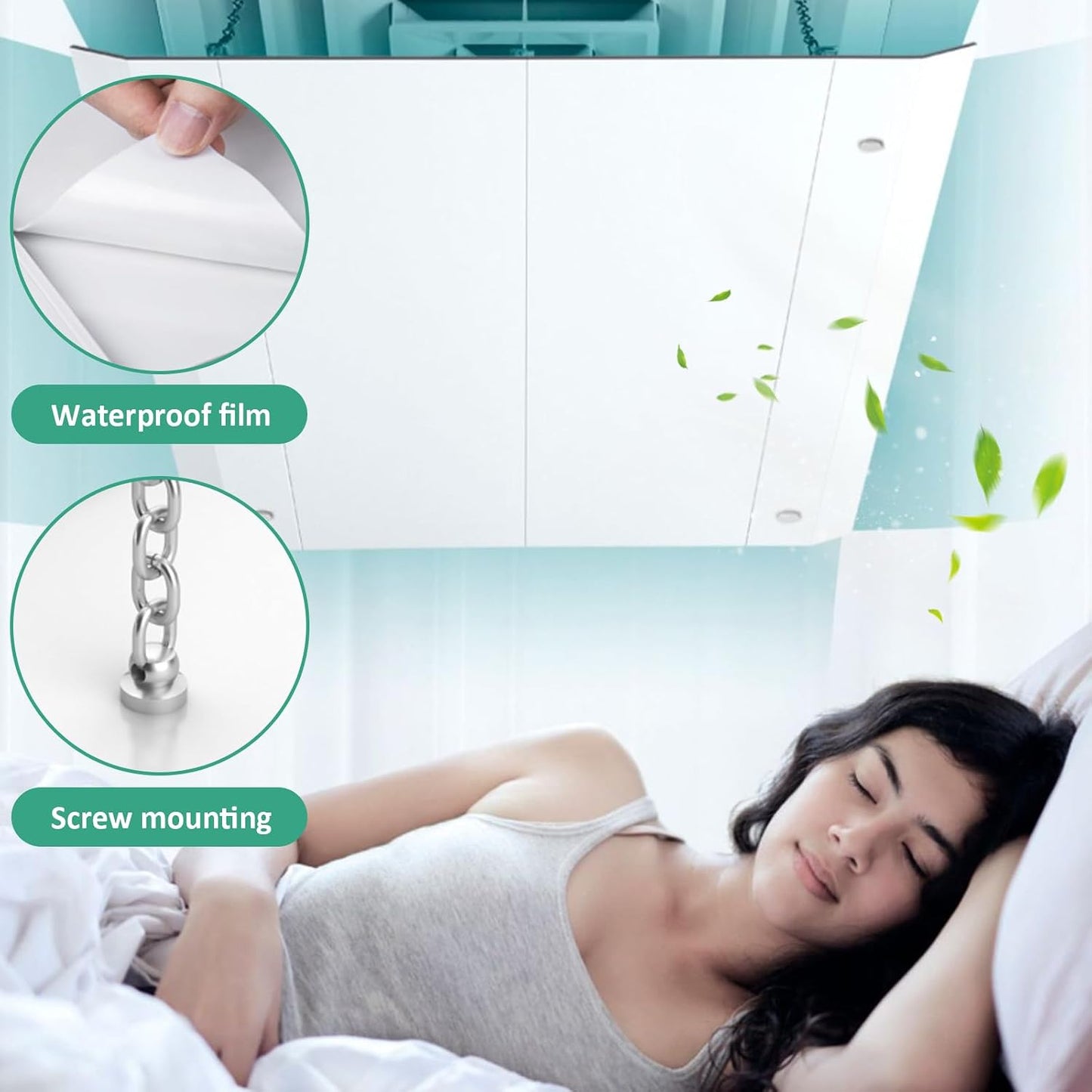  Déflecteur De Climatiseur Pour Plafond Carré, Hauteur Réglable, Déflecteur De Ventilation Suspendu, Anti-condensation, Lavable, Chaîne Ventilation Plafond Fixe (18x18 Pouces)
