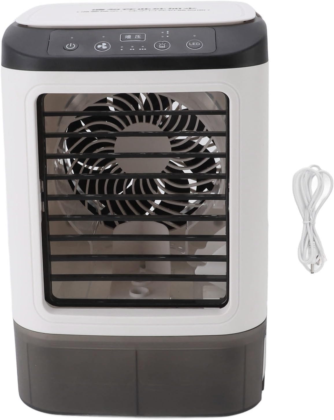  Climatiseur Portable, 12w 900ml 3 Vitesses Rafraîchisseur D'air Personnel à évaporation Avec Deux Ventilateurs De Brumisation Et 7 Couleurs De Lumière Nocturne Ventilateur Mobile
