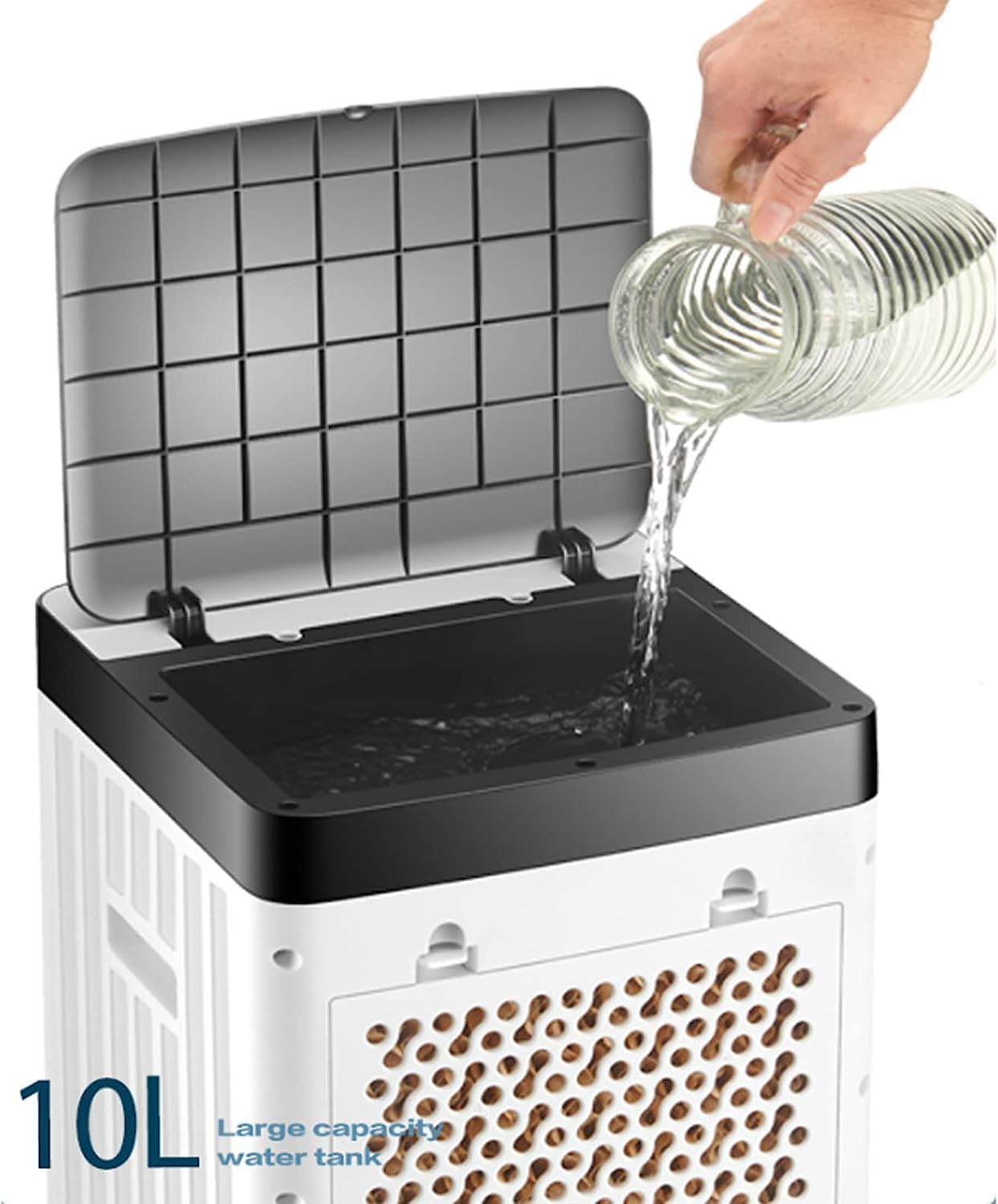 GENERIC Refroidisseur D'air Portable, 3 Vitesses Et 7H Minuterie, Ventilateur Oscillant à 60 ° Avec Humidificateur, Fonctionnement Silencieux Pour Le Bureau à Domicile, Roues De Mobilité Facile, Refroidisseur