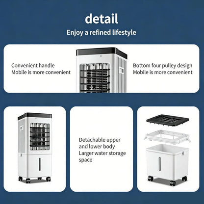  Rafraîchisseur D'air Mobile 15L, Climatiseur Mobile Télécommande 3 Vitesses Ventilateur Ioniseur Humidificateur Purificateur D'air, Minuterie 7.5H, Oscillation 90º, 4 Refroidisseurs Inclus.