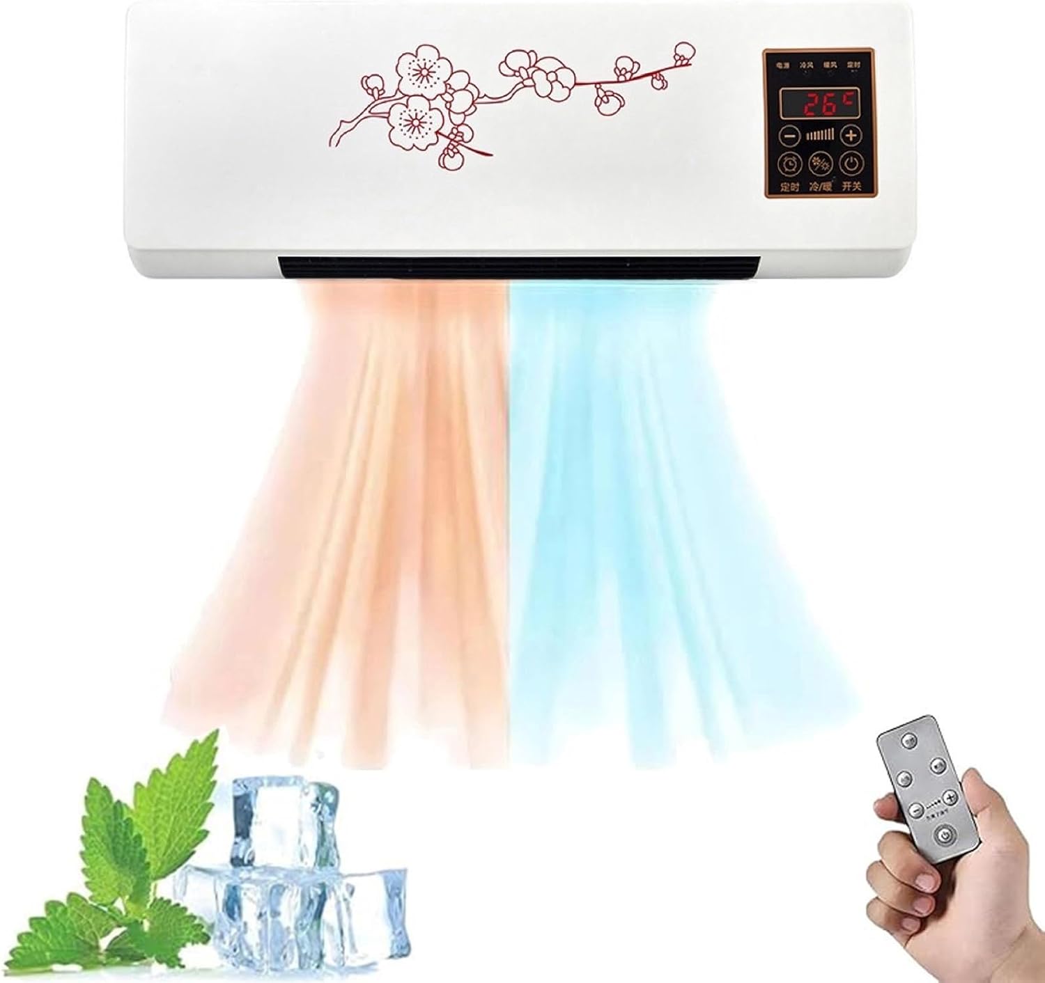  Climatiseur, Portable, Climatisation Mobile Murale, Climatisation Mini Split Avec Chauffage Et Fonctions De Ventilateur, Montage Mural Avec Télécommande Pour La Maison Et Le Bureau