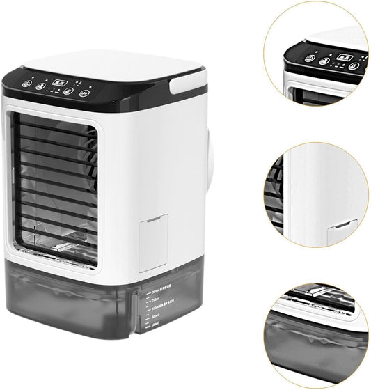  Climatiseur Portable, Ventilateur Climatisation à 3 Réglables, Petit Ventilateur Refroidissement Pour Chambre, Dortoir Ou Bureau, Sans Brume