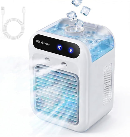  Climatiseur Mobile, Climatiseur Portable Silencieux 4 En 1, Capacité De 500 Ml, Deux Vitesses De Ventilation, Deux Modes De Pulvérisation, Mini Climatiseur, Convient Aux Bureaux Touches Tactiles