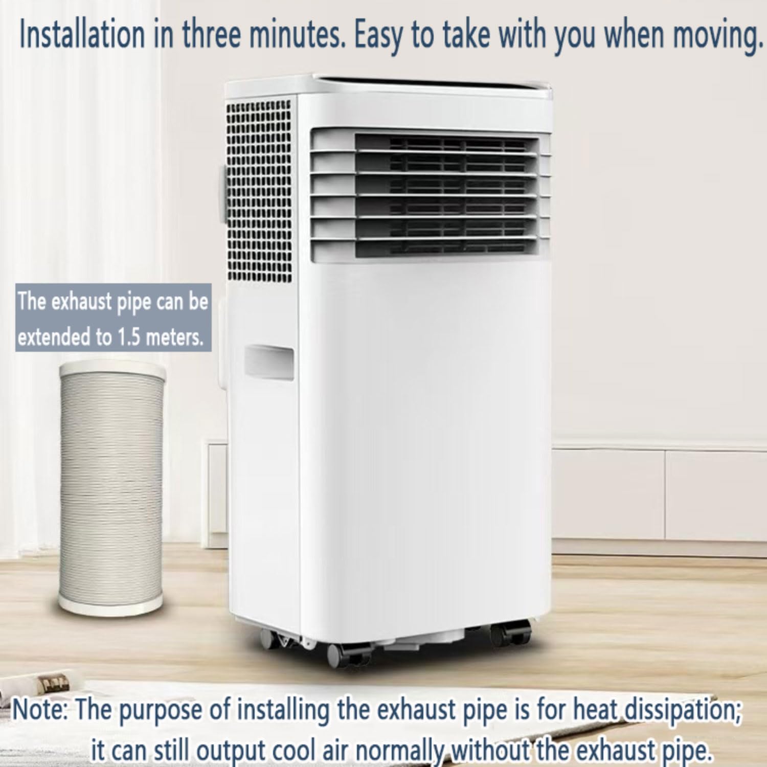  7000 BTU Climatiseurs Portables Climatiseur Portable Jusqu'à 350 Sq.Ft.Unité De Climatisation Portable Intelligente Avec Ventilateur Cool Déshumidificateur Sleep 24H Timer Remote & Installation Kit De