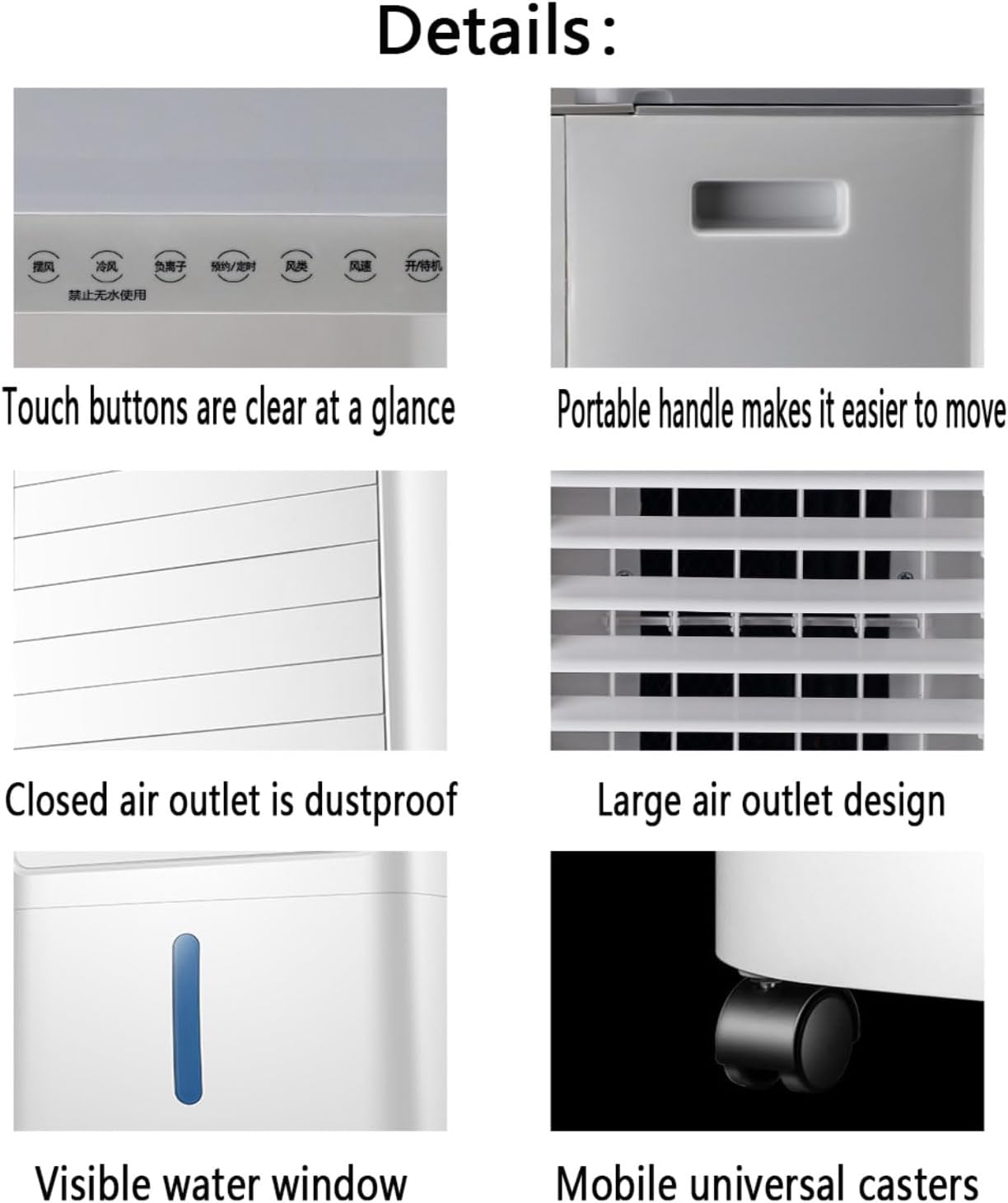  Rafraîchisseur D’Air Compact Smart Climatiseur Mobile Portable Avec 3 Vitesses 60° Oscillation Minuteur 7H,Refroidisseur Par évaporation Utilisation Facile Poignée De Transport Pour Maison