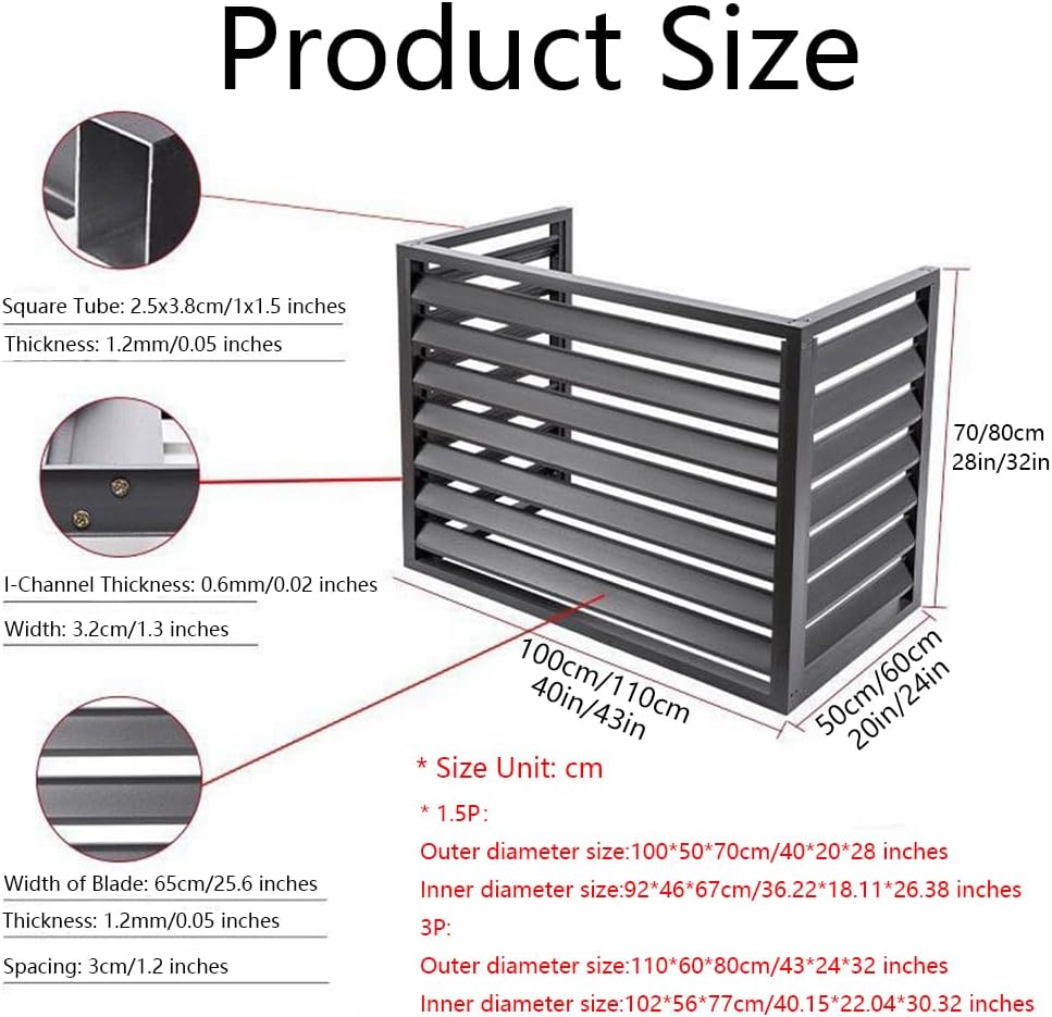 GENERIC Housse De Protection En Aluminium Pour Climatiseur à 3 Panneaux, Protection De L'unité De Climatisation Extérieure, Réduction Du Bruit, Résistant Aux Intempéries, 110 X 80 X 60 Cm, Marron