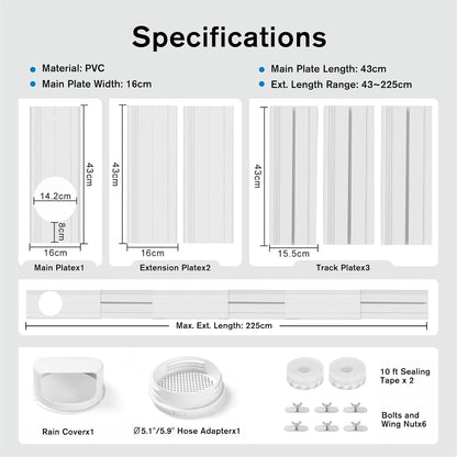  Kit Calfeutrage Climatiseur, Kit De Fenêtre Pour Climatiseur Mobile Avec Adapt Universel 13/15cm, Plaque Coulissante De Fenêtre Réglable Kit, Facile à Installer, Pas De Perçage