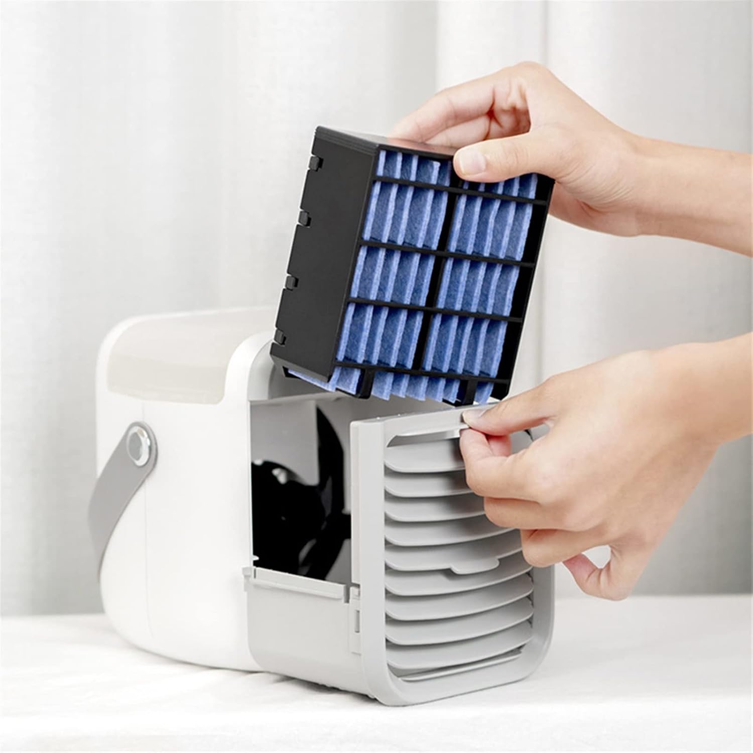  DieffematicKTY Climatiseur Mobile Air Conditioning Small Table Top Air Cooler Charging Table Top Cooling Humidification Night Light Air Conditioning (Color : Blue)