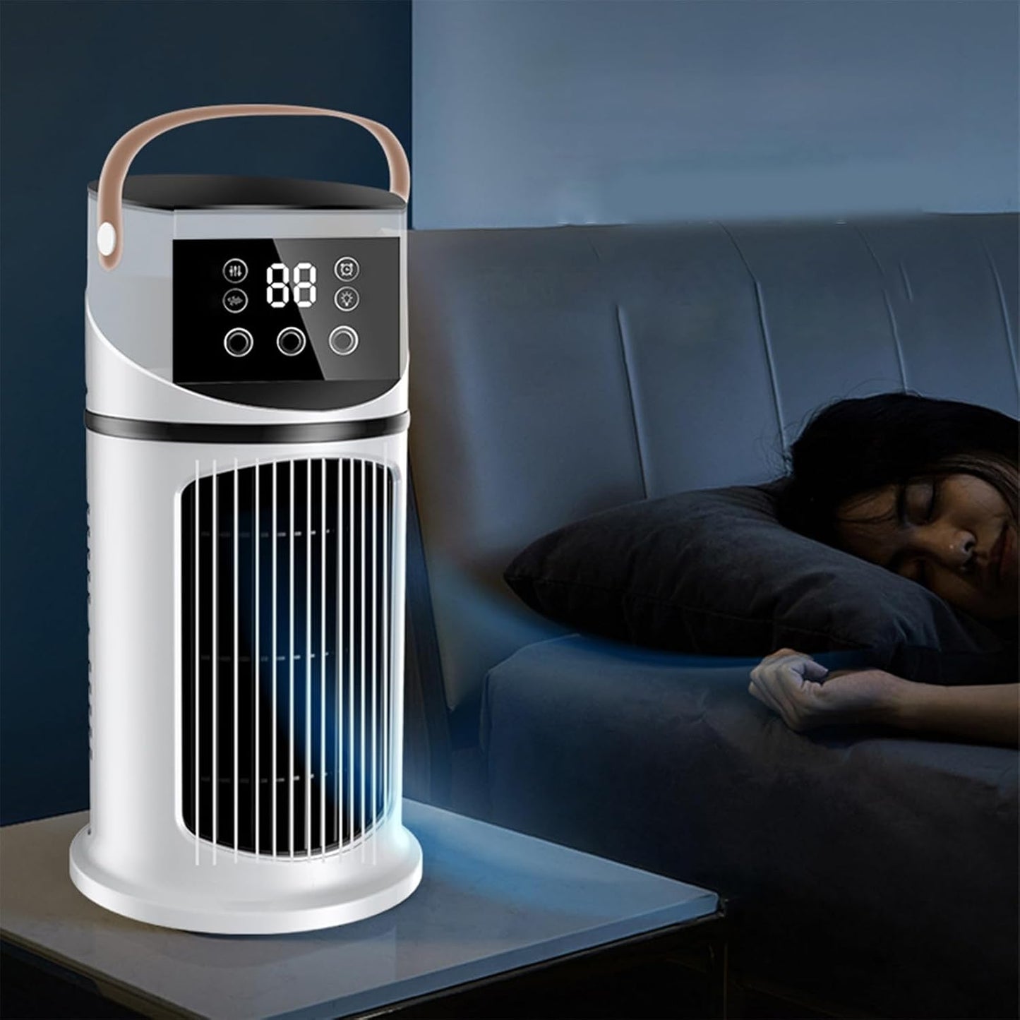  Ventilateur Climatiseur De Bureau - Climatiseur Mobile Pour Intérieur - Appareil De Brumisation Purifiante 9 Vitesses Réglable Avec Éclairage Pour Dortoir, Salon Et Chambre à Coucher