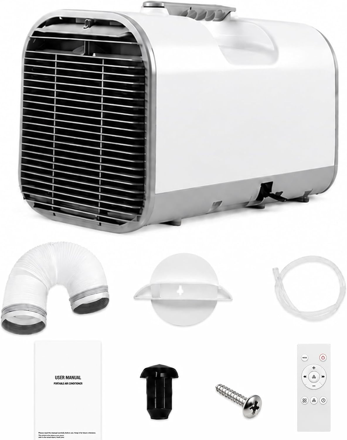  Climatiseur Mobile Tente 4000 BTU, Sans Fenêtre Clim Portable Camping RV Camion Fourgon Voiture Garage Mini Climatiseur Silencieux 4-en-1 Basse Consommation 420W