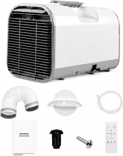  Climatiseur Mobile Tente 4000 BTU, Sans Fenêtre Clim Portable Camping RV Camion Fourgon Voiture Garage Mini Climatiseur Silencieux 4-en-1 Basse Consommation 420W