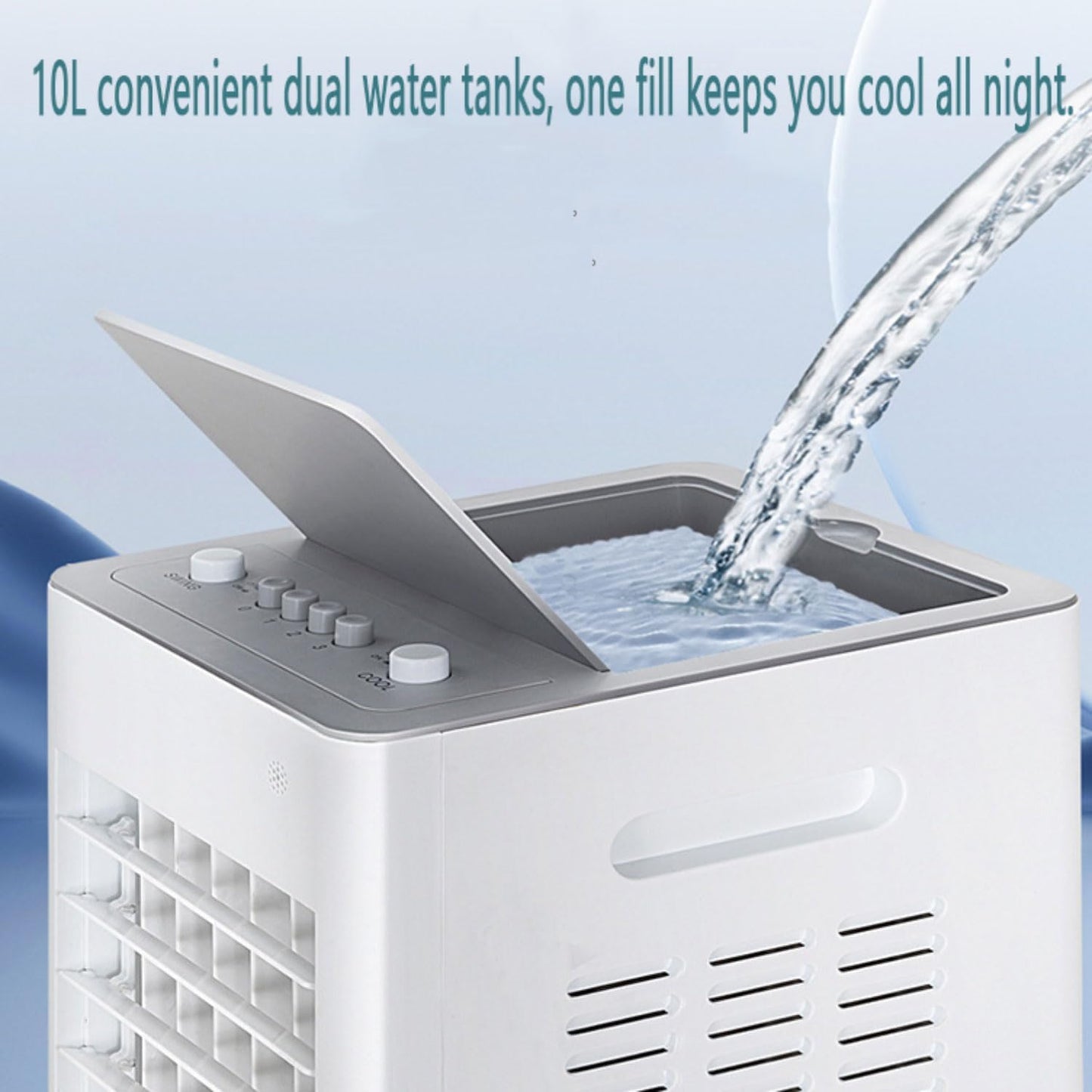 GENERIC Refroidisseur D'air Portable Avec Réservoir De 10L, 3 étapes Et 120 ° Pivotant.Quiet 35dB, Roulettes Pour Jardin, Garage Ou Bureau.avec 2 Batteries Réfrigérées Pour La Brise Fraîche.