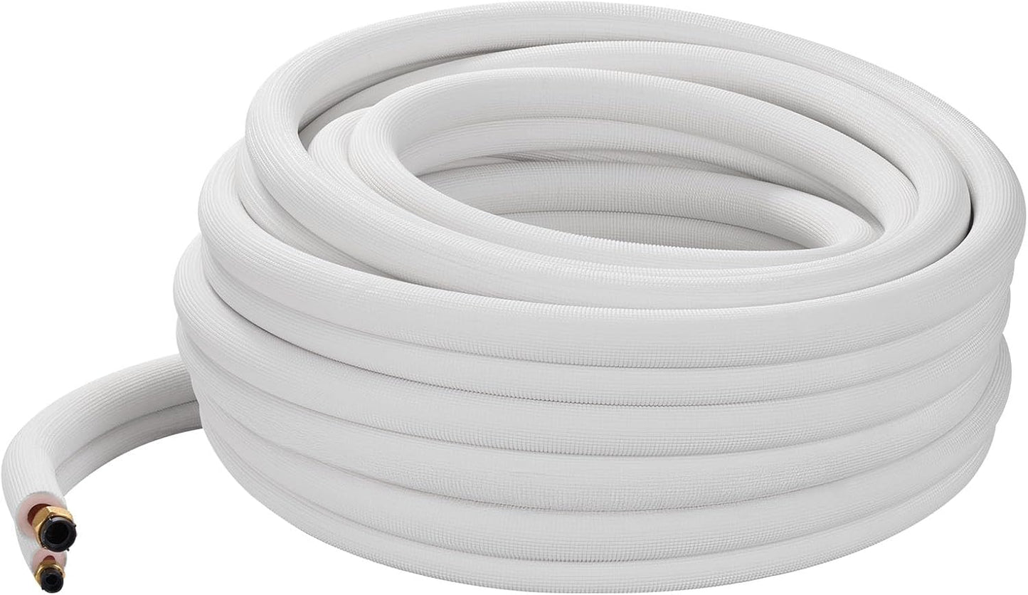  VEVOR Kit Liaison Frigorifique Tuyau En Cuivre Mini-split 9,5 Mm 15,9 Mm Diamètre Extérieur, 15,2 M Longueur, Bobine Isolée PE Blanc Épais 9,5 Mm Avec Écrous, Raccords, Pour Mini Climatiseurs Split