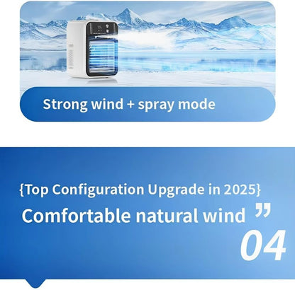  Climatiseur Portable, Climatiseur Portable Silencieux 4 En 1, Capacité De 500 Ml, Deux Vitesses De Ventilation, Deux Modes De Pulvérisation, Mini Climatiseur, Convient Aux Bureaux Touches Tactiles
