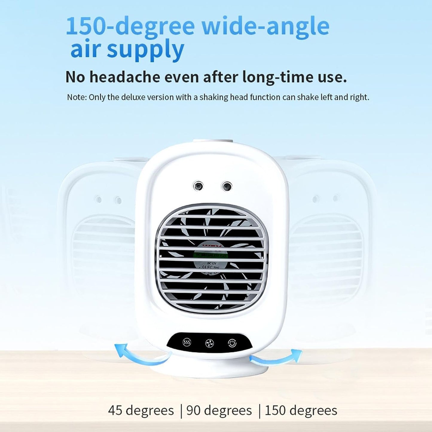  Mini Climatiseur Portatif | Rotation À 150 Degrés Faible Niveau Sonore 3 Vitesses De Ventilation | Climatiseur Portatif Compact | Pour Cuisine, Chambre, Voiture, Dortoir, Bureau, Voyages Et Camping