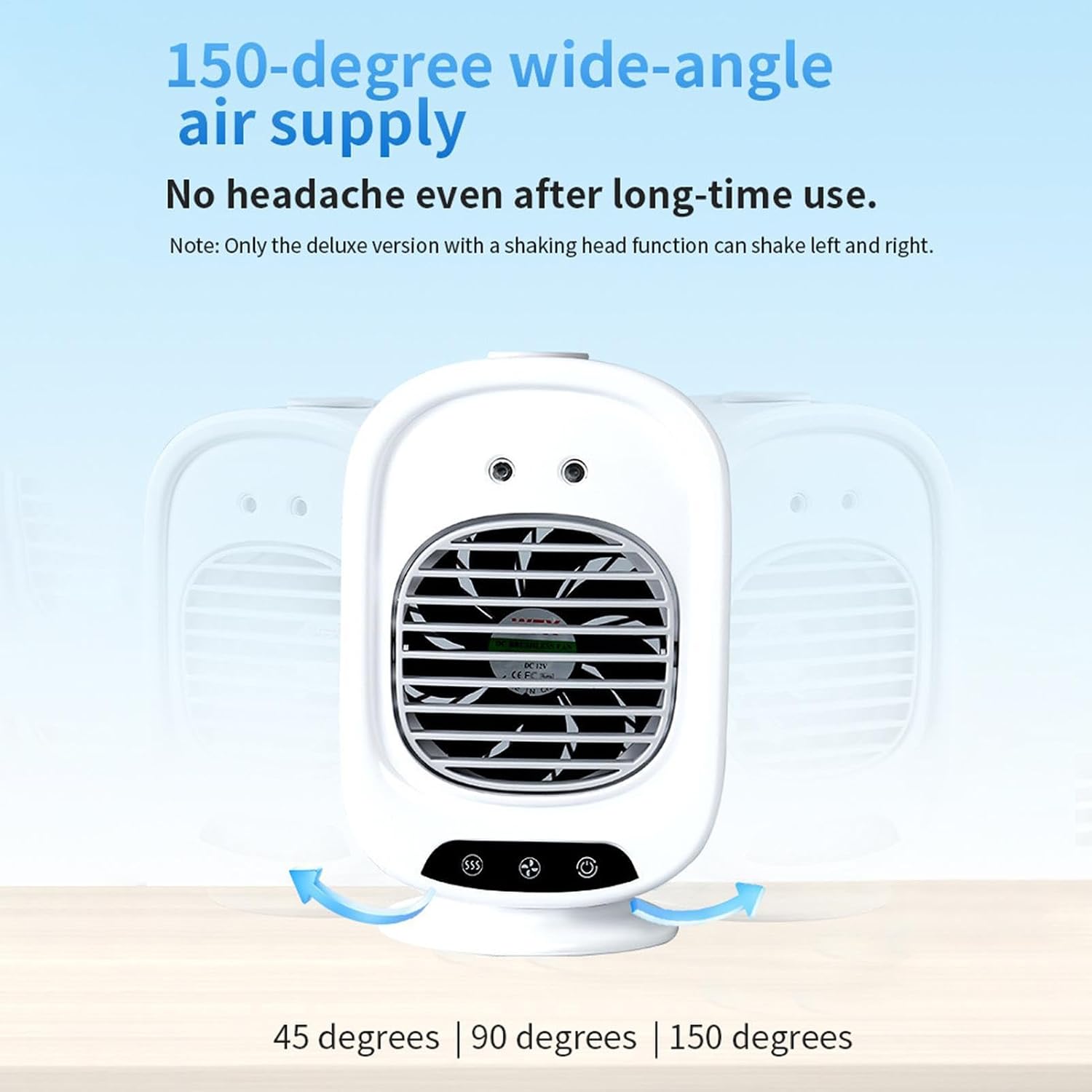  Mini Climatiseur Portatif | Rotation À 150 Degrés Faible Niveau Sonore 3 Vitesses De Ventilation | Climatiseur Portatif Compact | Pour Cuisine, Chambre, Voiture, Dortoir, Bureau, Voyages Et Camping