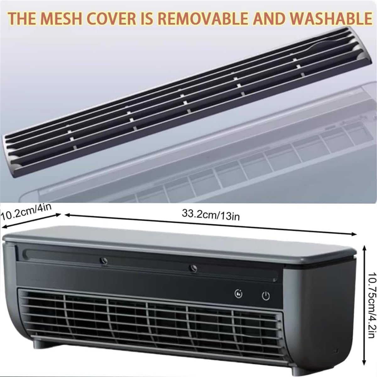  Pas De Ventilateur AC Mural De Forage, Refroidissement Rapide 10s, Support De Charge Sans Fil, Mini Refroidisseur D'air Portable Pour La Chambre De Cuisine, Unité De Semi-conducteur à 3 Vitesses Gris