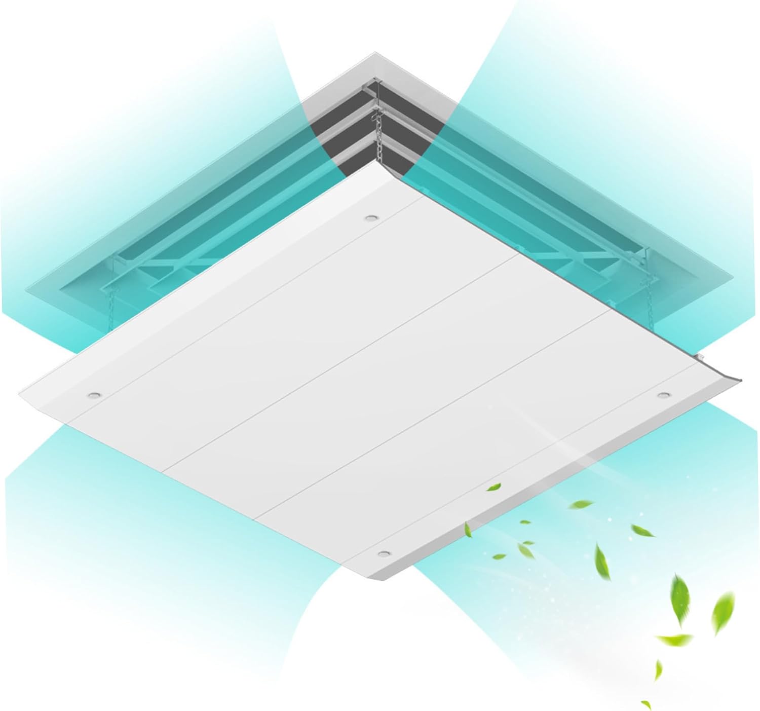  Déflecteur De Climatiseur Pour Plafond Carré, Hauteur Réglable, Déflecteur De Ventilation Suspendu, Anti-condensation, Lavable, Chaîne Ventilation Plafond Fixe (18x18 Pouces)