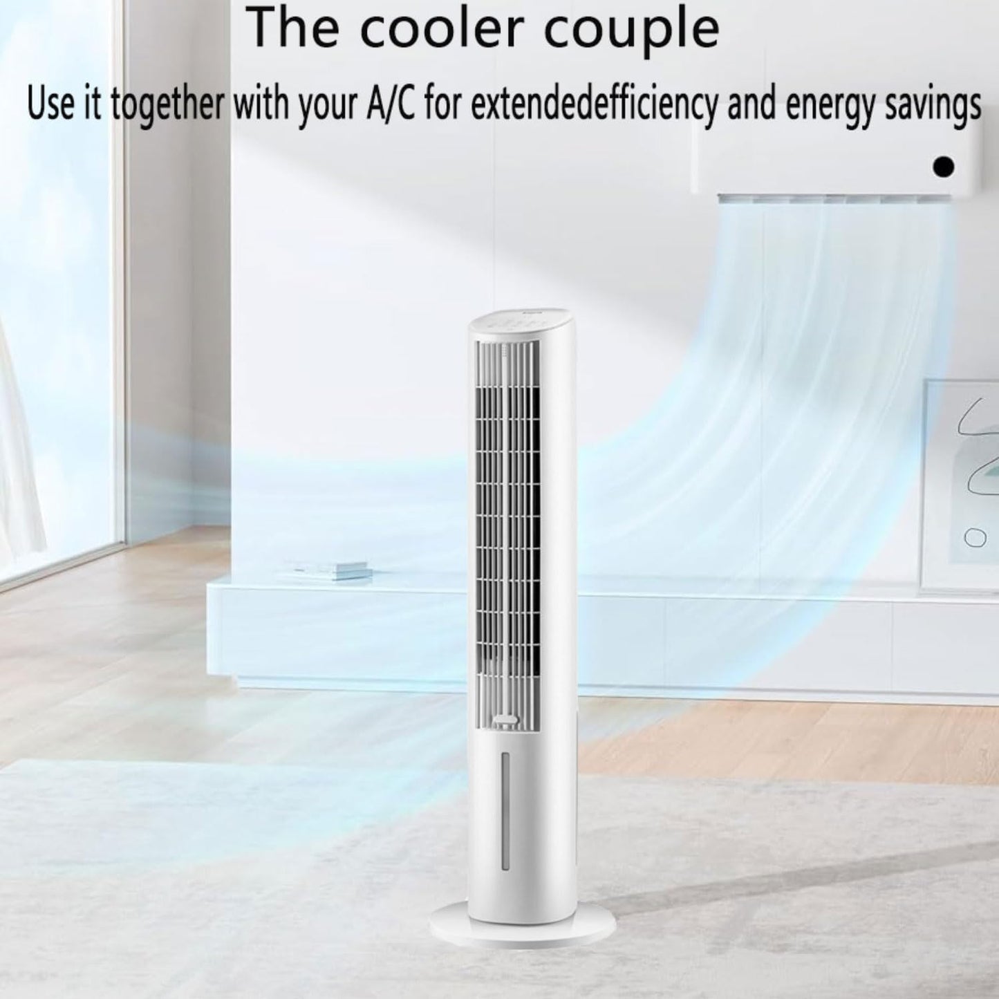 GENERIC Refroidisseur D'air évaporatif De Refroidissement Portable Ventilateur De Refroidissement Refroidisseur Avec 4 Packs De Glace Et Télécommande Silencieux Lame Tour Ventilateur Souffler L'air Froid 70°
