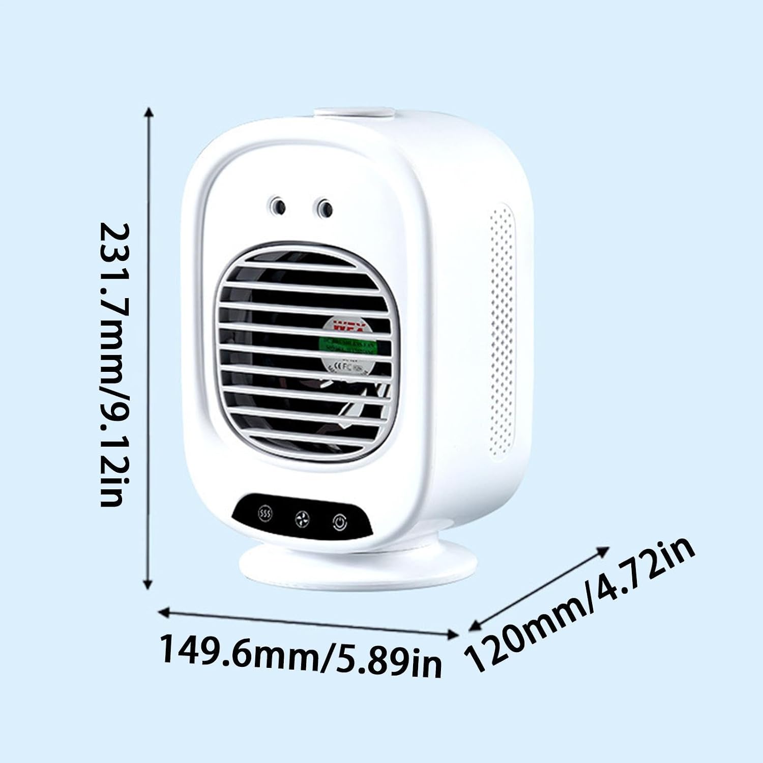  Mini Climatiseur Portatif | Rotation À 150 Degrés Faible Niveau Sonore 3 Vitesses De Ventilation | Climatiseur Portatif Compact | Pour Cuisine, Chambre, Voiture, Dortoir, Bureau, Voyages Et Camping