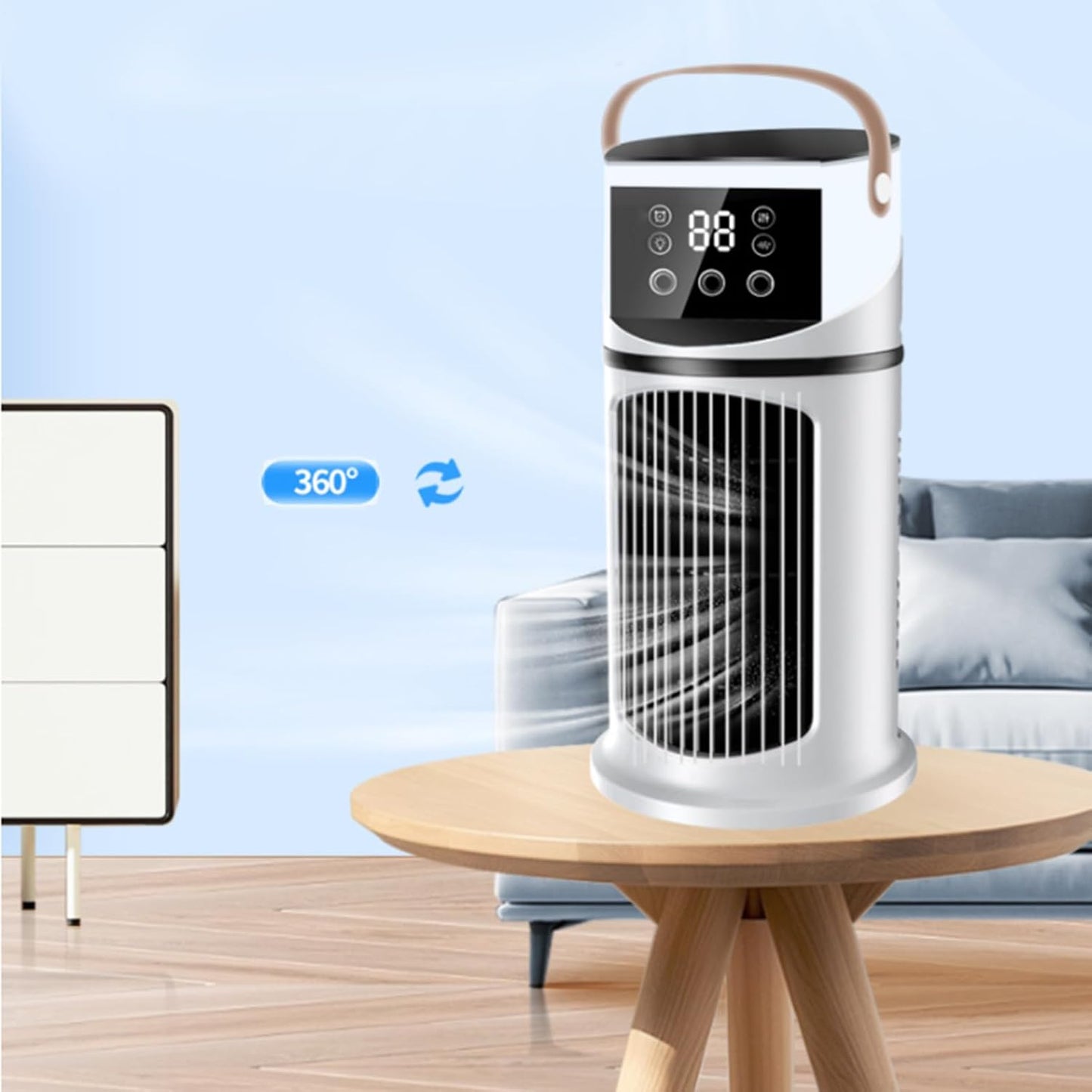  Ventilateur Climatiseur De Bureau - Climatiseur Mobile Pour Intérieur - Appareil De Brumisation Purifiante 9 Vitesses Réglable Avec Éclairage Pour Dortoir, Salon Et Chambre à Coucher