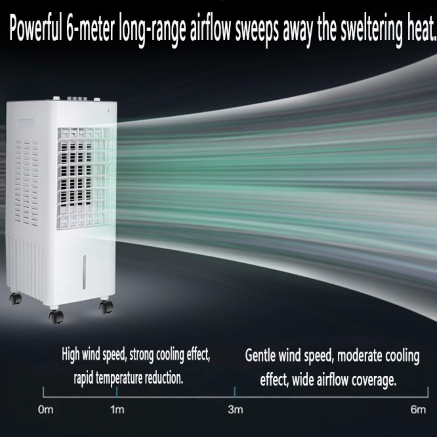 GENERIC Refroidisseur D'air Portable Avec Réservoir De 10L, 3 étapes Et 120 ° Pivotant.Quiet 35dB, Roulettes Pour Jardin, Garage Ou Bureau.avec 2 Batteries Réfrigérées Pour La Brise Fraîche.