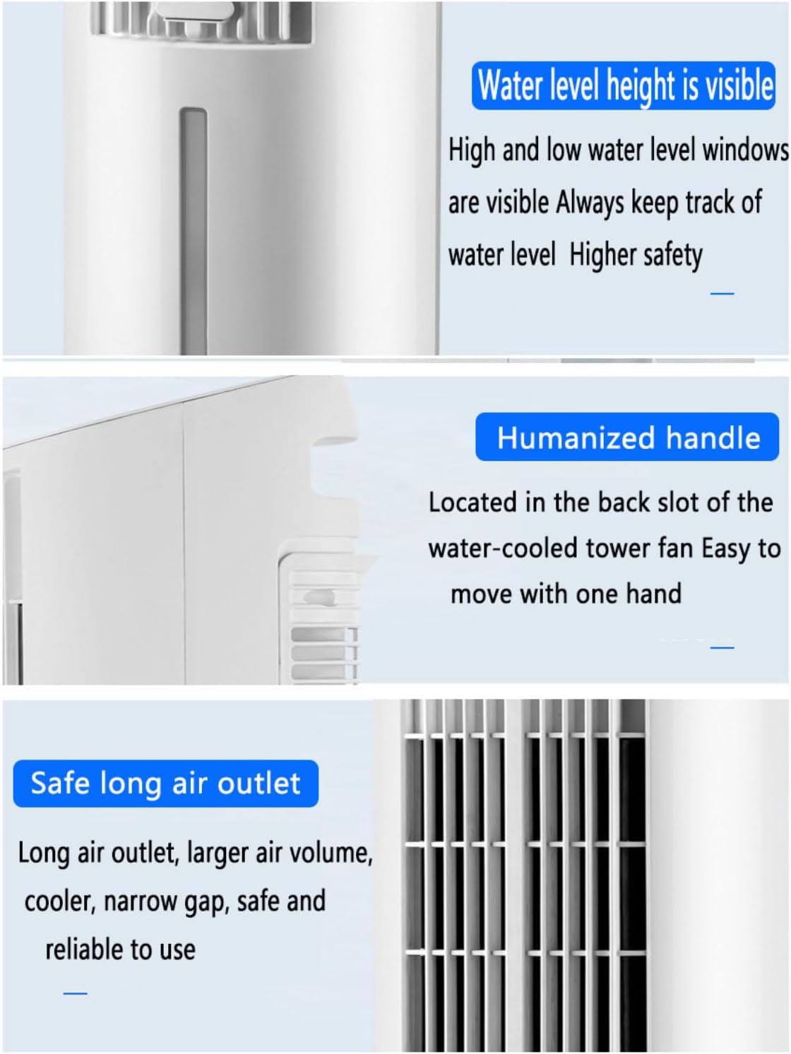 GENERIC Refroidisseur D'air évaporatif De Refroidissement Portable Ventilateur De Refroidissement Refroidisseur Avec 4 Packs De Glace Et Télécommande Silencieux Lame Tour Ventilateur Souffler L'air Froid 70°