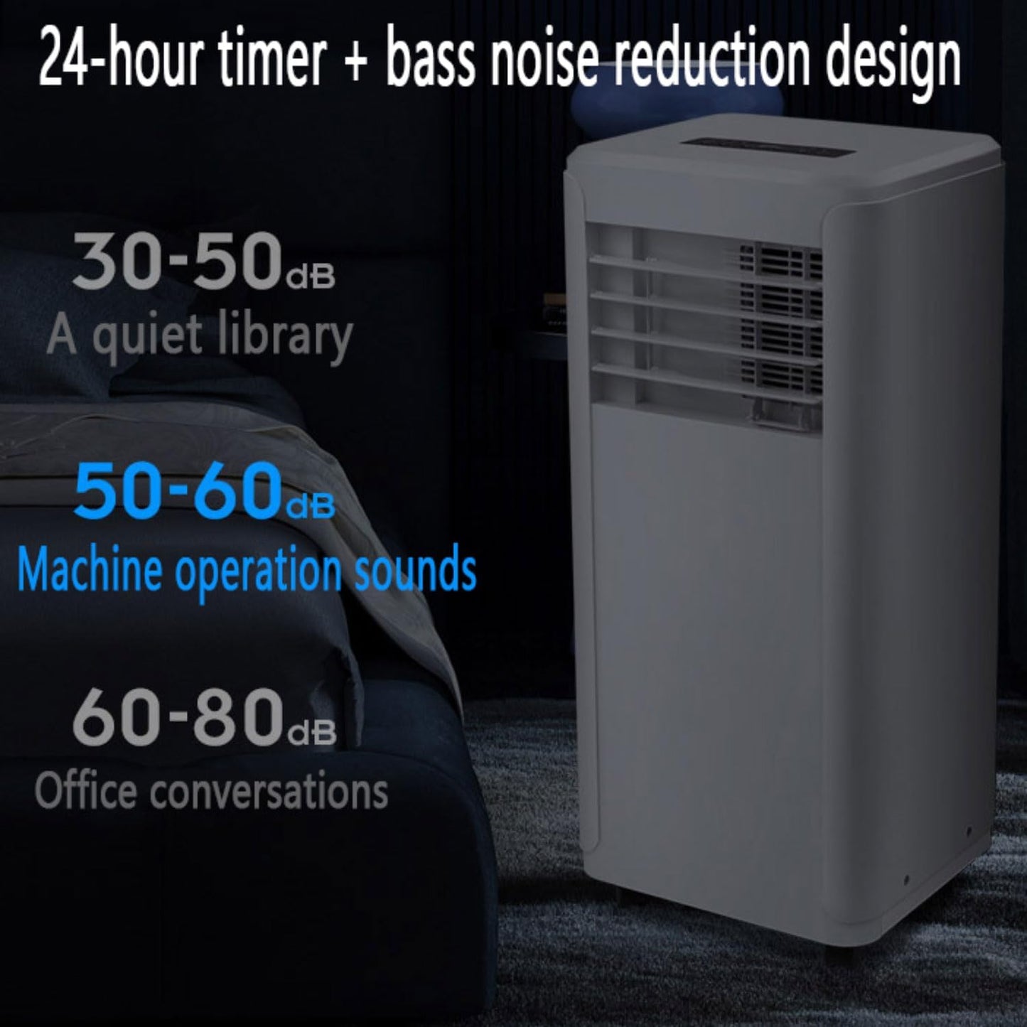 GENERIC Climatiseur Portable, Climatisation Intelligente Silencieuse Avec Mode Veille/déshumidification Froide, Télécommande, Minuterie, Oscillation à 120°, Chambre à Coucher, Bureau
