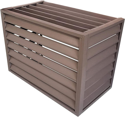 GENERIC Écran De Clôture Pour Climatiseur Extérieur - Volets En Alliage D'aluminium Et Support De Fleurs - Couvercle En Métal Anti-corrosion Pour Unité Extérieure - Support élégant Pour Plantes - Marron A