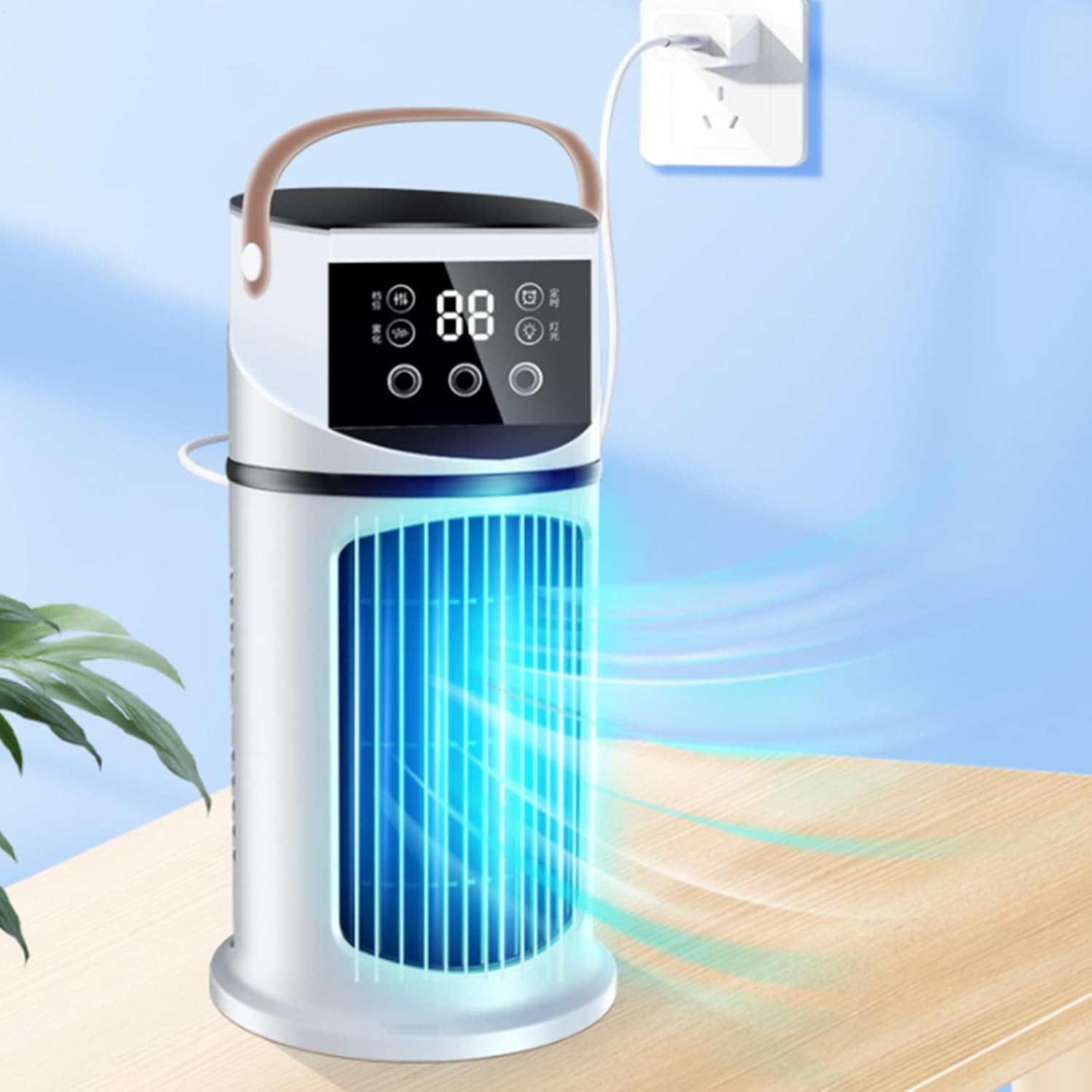  Ventilateur Climatiseur De Bureau - Climatiseur Mobile Pour Intérieur - Appareil De Brumisation Purifiante 9 Vitesses Réglable Avec Éclairage Pour Dortoir, Salon Et Chambre à Coucher