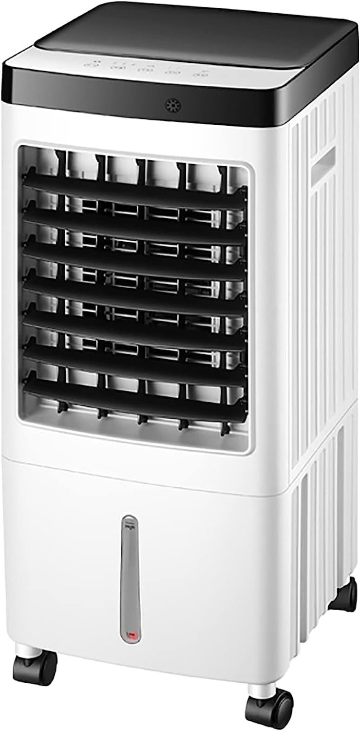GENERIC Refroidisseur D'air Portable, 3 Vitesses Et 7H Minuterie, Ventilateur Oscillant à 60 ° Avec Humidificateur, Fonctionnement Silencieux Pour Le Bureau à Domicile, Roues De Mobilité Facile, Refroidisseur