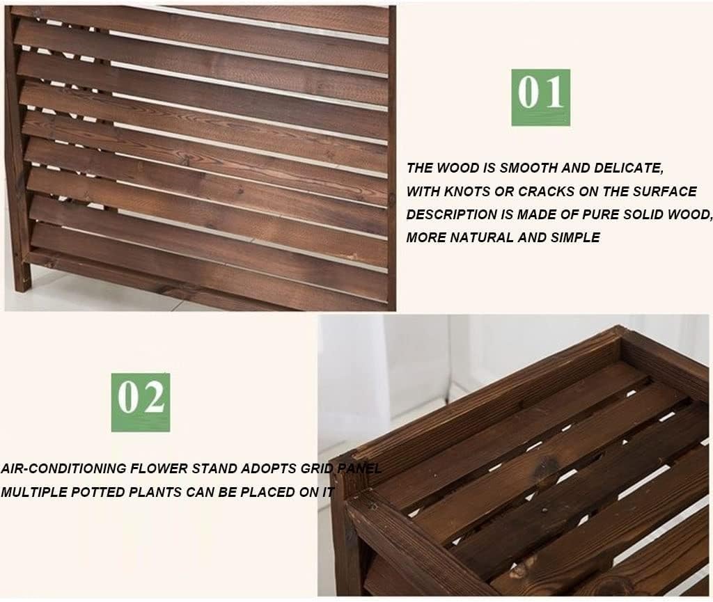 GENERIC Housse De Climatiseur En Bois Massif Avec Pot De Fleurs - Protection Anti-corrosion - Marron - Élégant Et Design