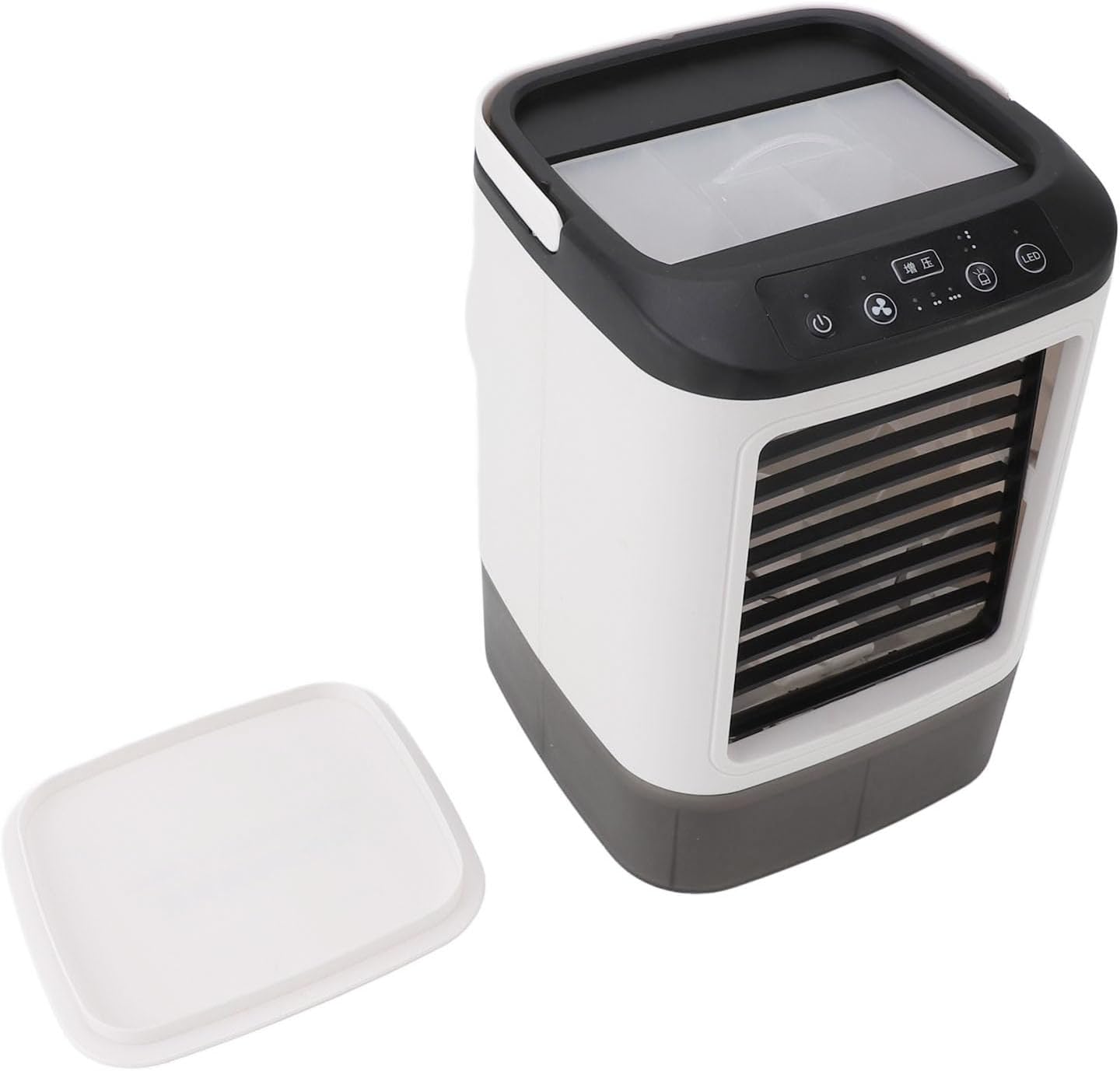  Climatiseur Portable, 12w 900ml 3 Vitesses Rafraîchisseur D'air Personnel à évaporation Avec Deux Ventilateurs De Brumisation Et 7 Couleurs De Lumière Nocturne Ventilateur Mobile
