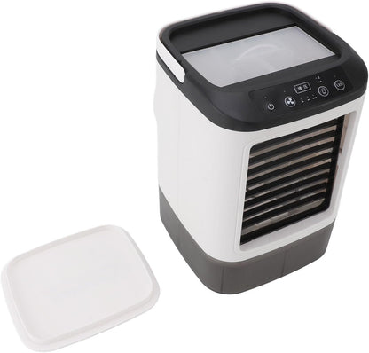  Climatiseur Portable, 12w 900ml 3 Vitesses Rafraîchisseur D'air Personnel à évaporation Avec Deux Ventilateurs De Brumisation Et 7 Couleurs De Lumière Nocturne Ventilateur Mobile