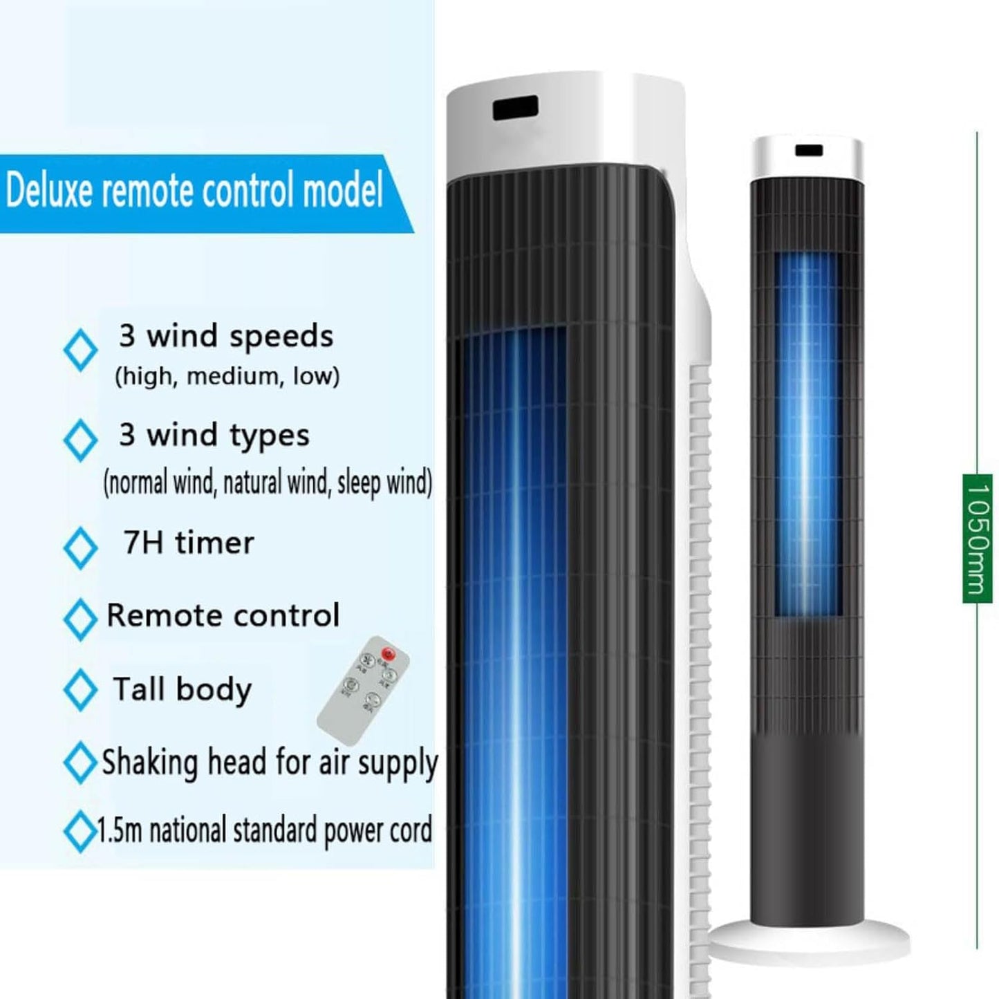  Climatiseur Portable Silencieux Ventilateur D'air Froid Qui Souffle De L'Air Froid Avec 3 Vitesses Et 3 Modes, Ventilateur Tour Sans Lames Oscillant à 80° Pour Chambre, Bureau à Domicile