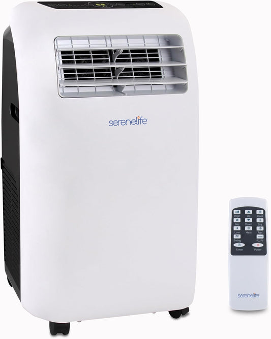  SereneLife Climatiseur Portable 3 En 1 Avec Déshumidificateur, Ventilateur, Télécommande, Kit Fenêtre, 9 000 BTU, Classe A